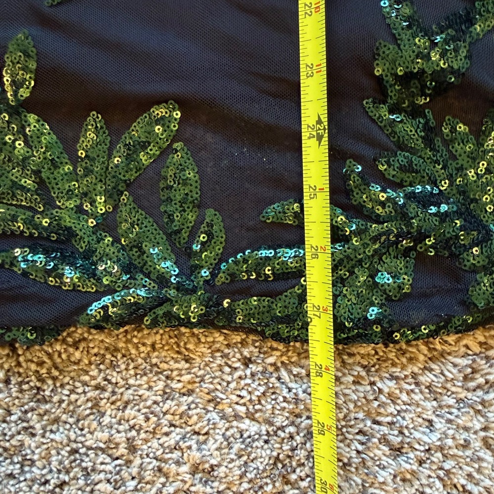 NWT CABLE & GAUGE Top Black Green Sequin Leaf Mesh Top Blouse CSTP04434W Size 1X - Picture 8 of 12